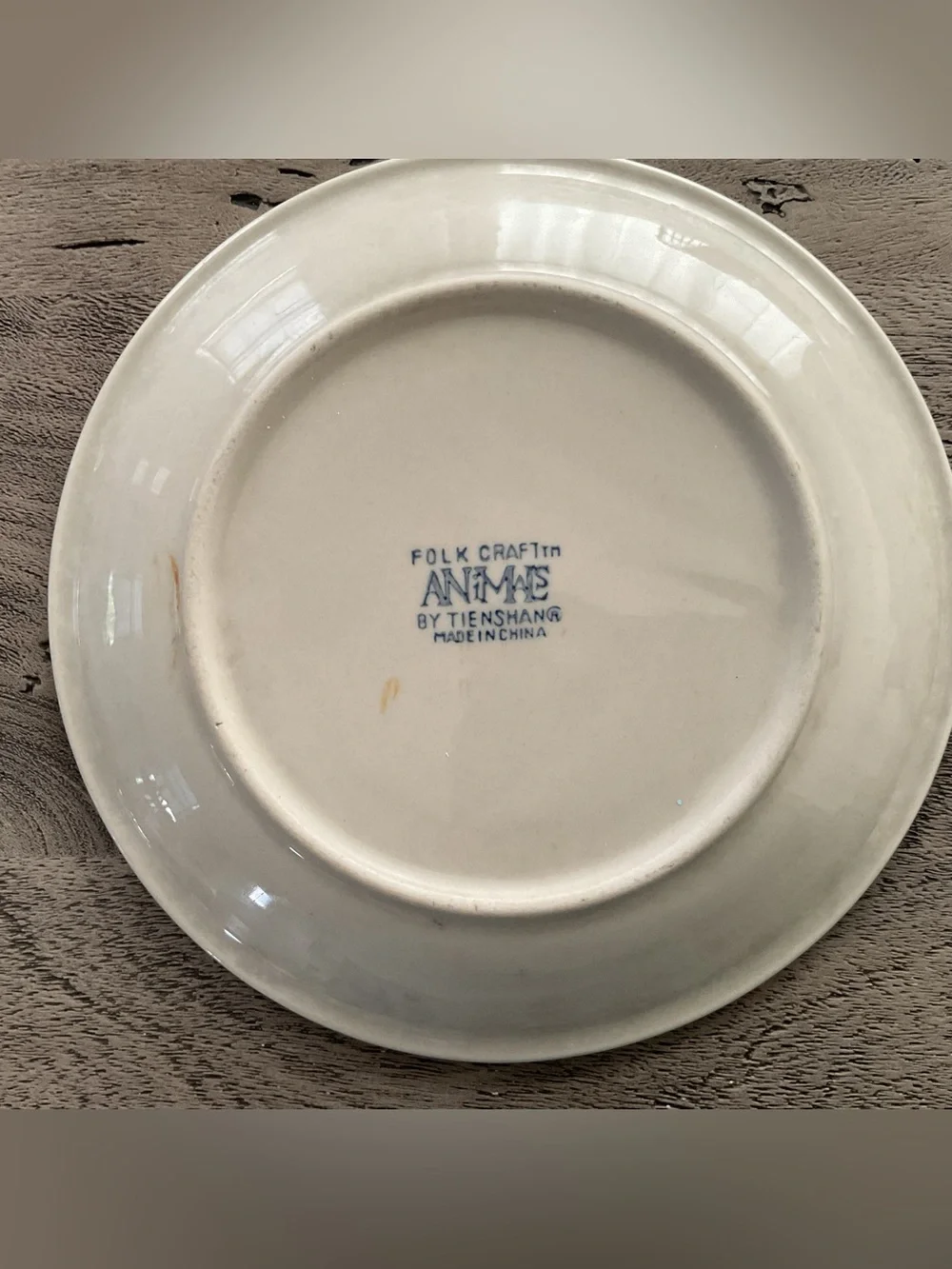 Vintage Tienshan Folk Craft Blue Sponge Rabbit Salad Dessert Plate, 7-1/4”